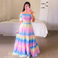 new spring/summer cross-border fashion: european and american style women's one-shoulder floral print maxi dress - off-the-shoulder fairy dress