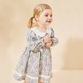 New girls' spring/autumn dresses: floral print long-sleeve princess dress with lace and bow detail - wholesale