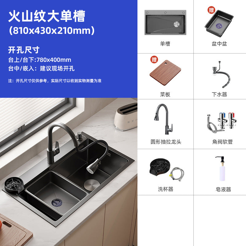 Nojo sink large single slot double slot modified single slot thickened sus304 stainless steel kitchen for home vegetable washing table top middle and bottom