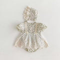 Newborn baby summer romper dress - baby girl short sleeve lace outfit - 100-day celebration dress - princess style outerwear - crawling suit - trendy