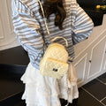Korean style minimalist diamond pattern soft leather backpack for women, 2025 new fashionable and unique small backpack, simple shoulder travel bag