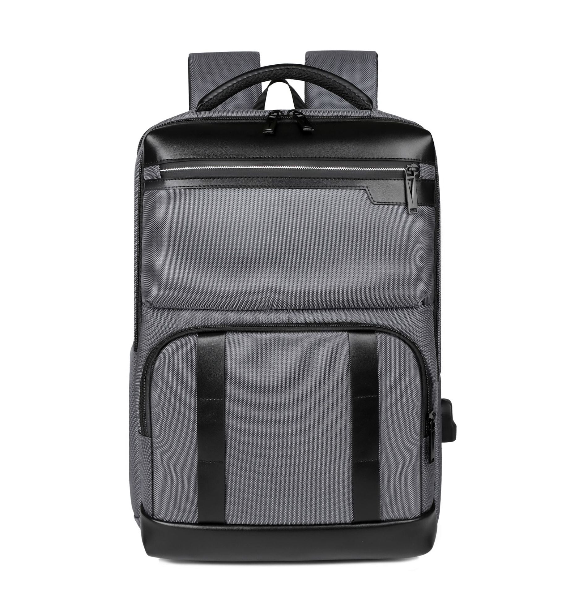 Cross-border large-capacity backpack computer bag, simple commuter business backpack, USB interface can be hung, tie rod business travel backpack