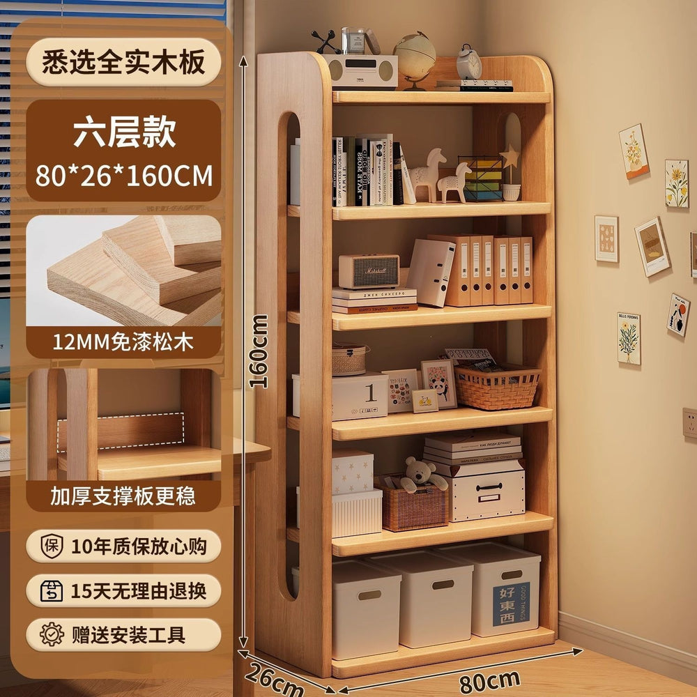 Solid wood corner bookshelf floor-standing storage rack pine narrow slit cabinet kidsfor home storage cabinet living room combination bookcase