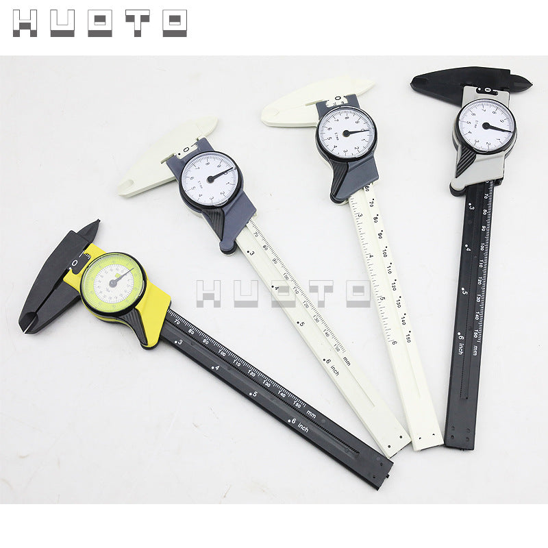 HUOTO 150MM 0.1 plastic box, plastic with watch caliper, plastic watch card, vernier caliper