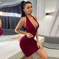 spring/summer new arrival:  cross-border sexy v-neck bodycon mini dress - slim fit, chic, and hot girl style women's clothing