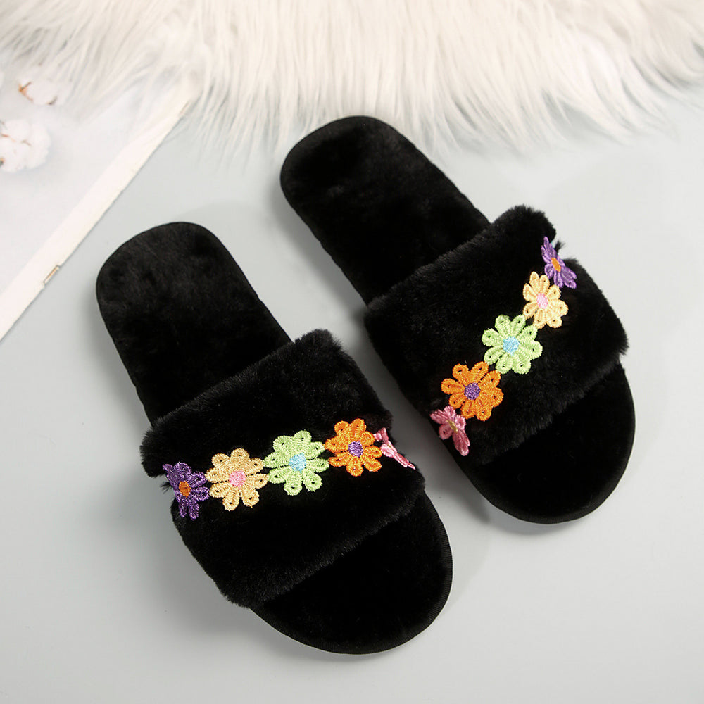 amazon plus size winter slippers plush open toe floor cotton slippers indoor home warm fuzzy slippers