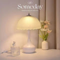 Creamy yellow decorative table lamp for kids' room - bright glass bedroom bedside e27 lamp for girls' bedroom
