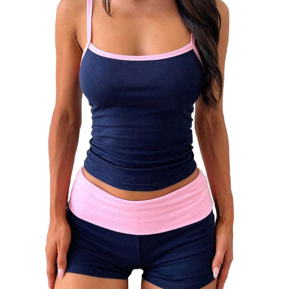 cross-border e-commerce fashion set: european and american sporty style, spring/summer wearable two-piece set with camisole and shorts