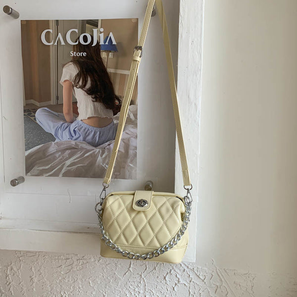 Korean version of Xiaoxiangfeng rhombus chain fashion handbag women's 2025 summer new versatile commuter small square bag