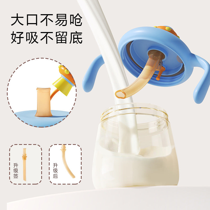 Kids' milk cup ppsu microwaveable baby drinking cup with straw - cartoon design