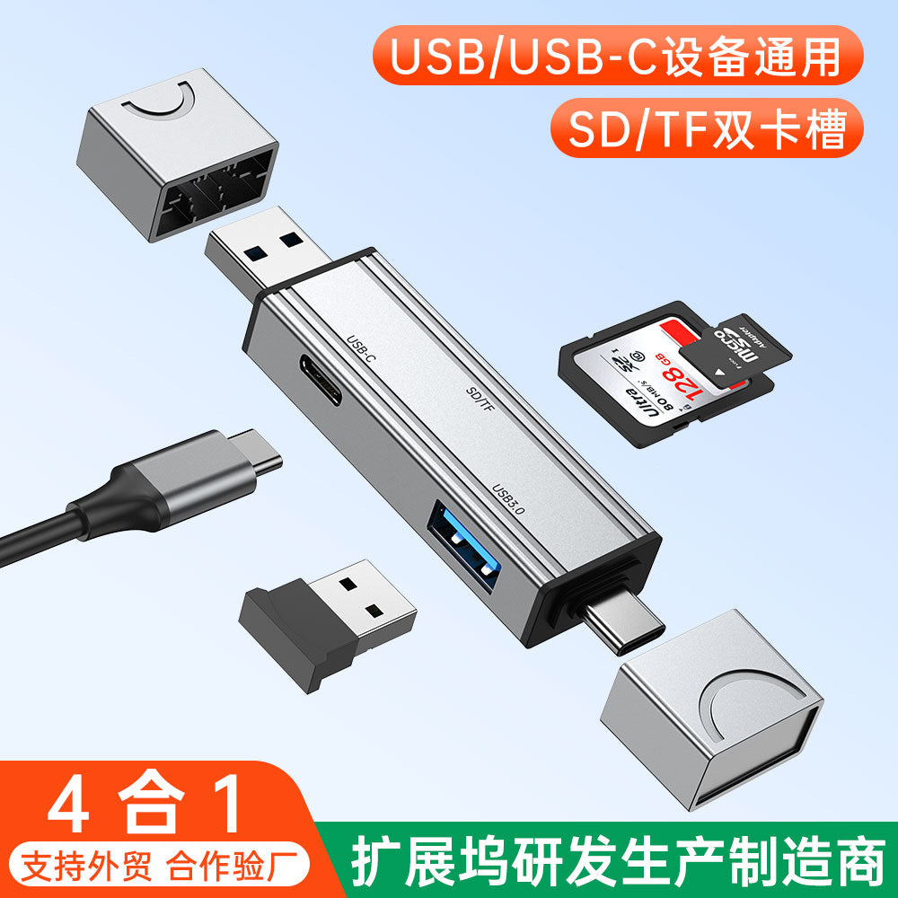 wireless 2.0 & 3.0 2-in-1 card reader - sd/tf card converter with usb and type-c ports
