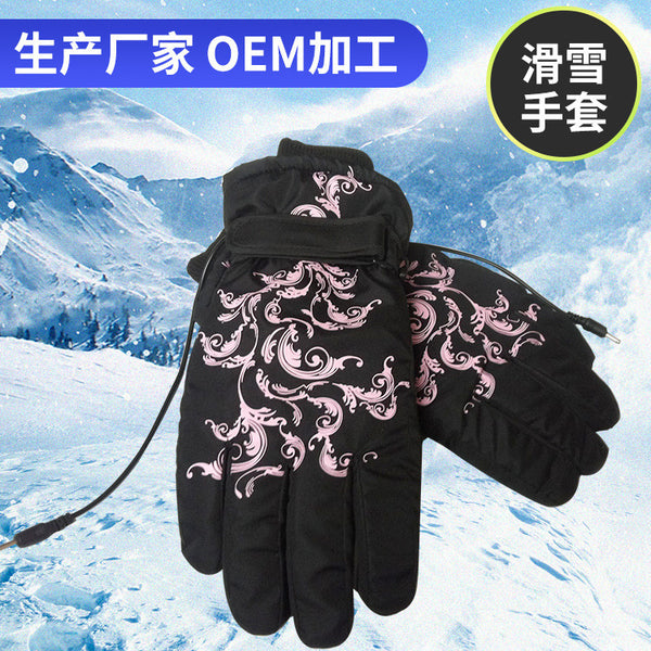 Processing custom men's and women's five-finger heating gloves, skiing, motorcycles, battery cars, thermal gloves, waterproof riding gloves