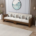 Solid wood sofa combination new chinoiseriefor home living room small apartment straight row three-person slot simple rental room single sofa