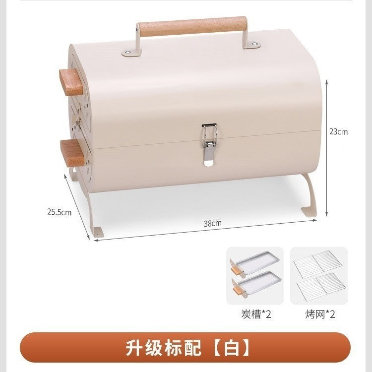 Outdoor portable barbecue grill smokeless foldable barbecue grill thickenedcamping style large frying and grilling dual-purpose charcoal barbecue stove