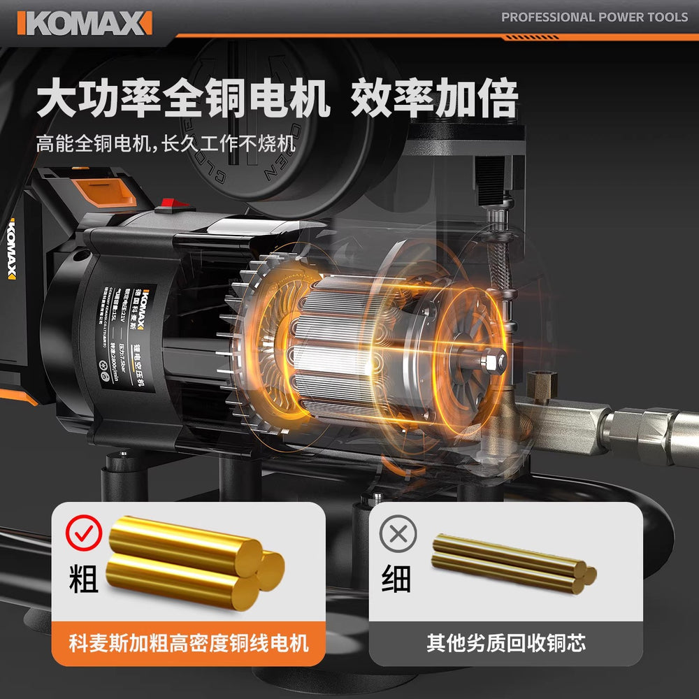 Portable lithium battery air compressor, small oil-free inflator pump, high-power oil-free compressor, outdoor portable air pump