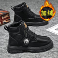 Men's martin boots: vintage british style, rugged yellow boots, fashionable and versatile, fleece-lined for warmth, thick winter boots, height-increasing work boots