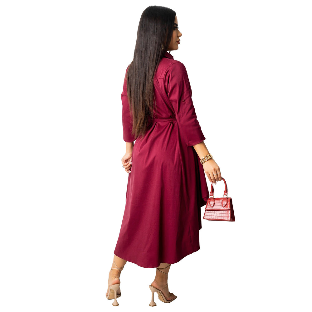 Bestselling cross-border e-commerce autumn/winter new arrivals: european and american style irregular hem longline shirt dress - direct from the factory