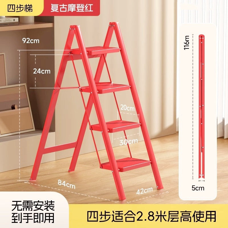 Cream wind household ladder folding ladder thickened herringbone ladder indoor multi-functional storage flower stand stair stool Internet celebrity