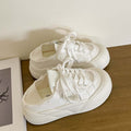 2026 new summer/autumn two-wear slip-on chunky sole canvas sneakers - women's student style, white shoes, versatile bread shoes