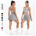 Cloud-feel quick-dry breathable anti-exposure undershirt tennis pleated skirt sports bra set for women's running, fitness, and yoga