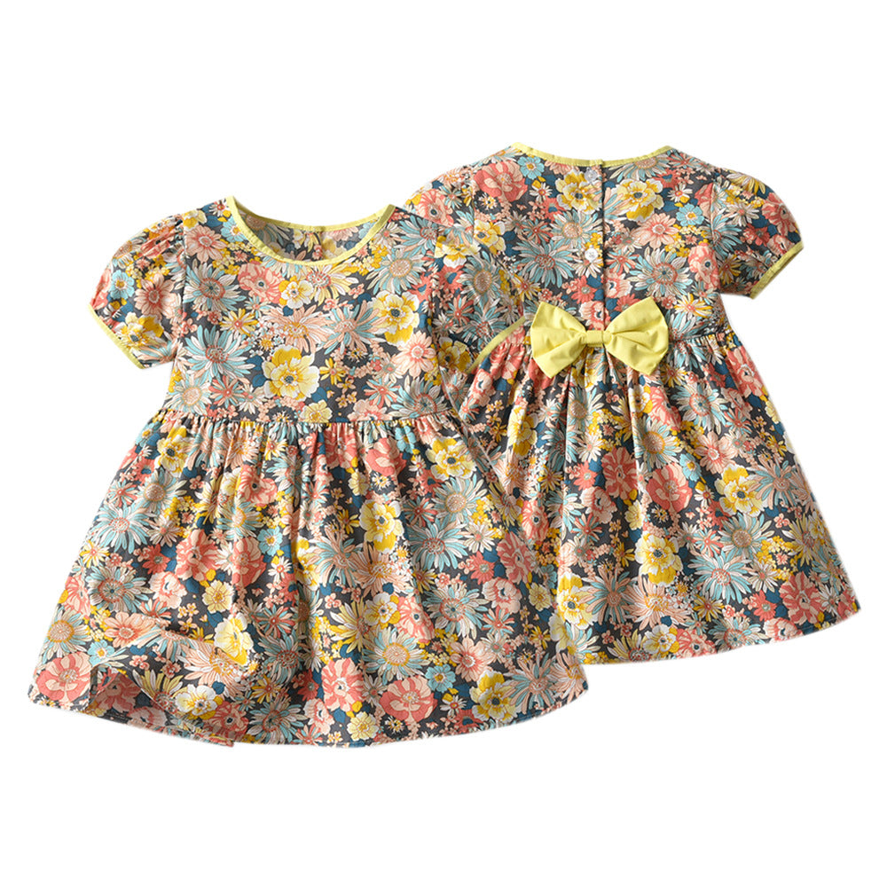 Girls' summer new sweet princess dress, kids' sleeveless floral print doll collar dress - wholesale & dropshipping available
