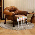 Designer chair retro medieval style italian first layer real cowhide lazy lounge chair living room balcony casual single sofa