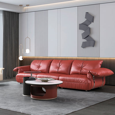 Foshan furniture longjiang casual straight row sofa first layer cowhide art sofa living room accessible luxuryclassy genuine leather sofa