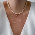 Pearl sweater chain wholesale fashion cross-border sense of design tassel necklace women's star moon light luxury choker necklace