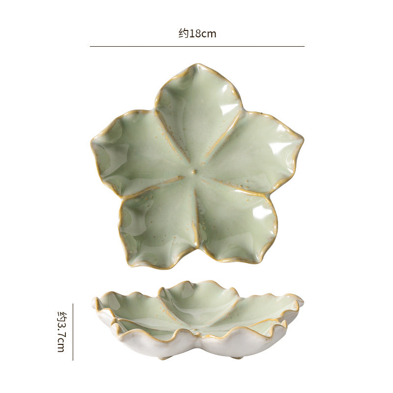 Insstylish five-pointed petal ceramic plate entrance jewelry display tray internet celebrity props storage plate