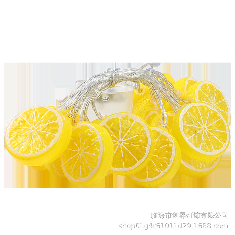 LED lemon slice light string, indoor decoration light string, night market camping atmosphere light, fruit battery box, colorful lights