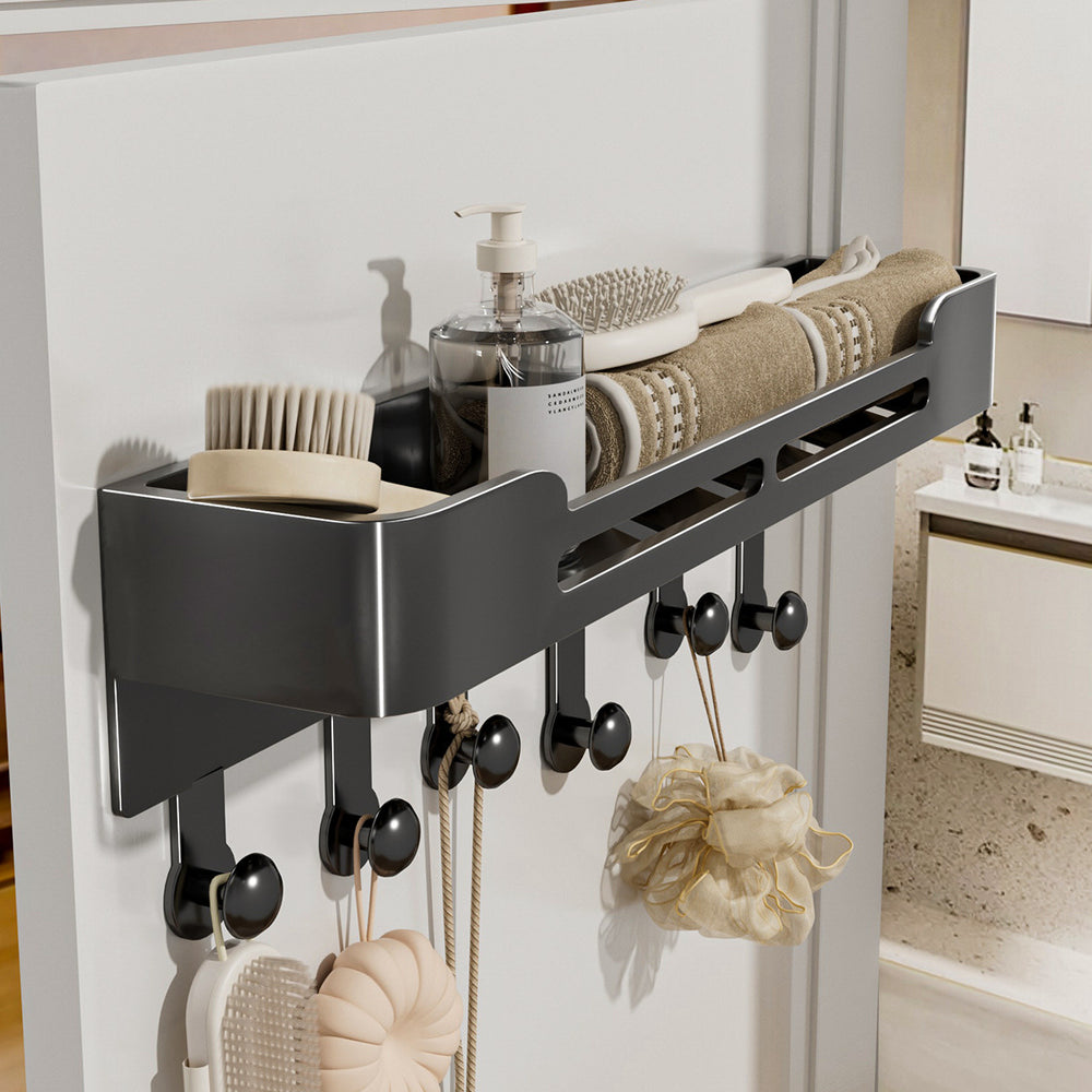 Gun gray towel rack, punch-free bathroom bathroom storage rack, wall-mounted towel rack, bathroom bedroom door storage