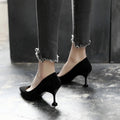 Women's high heels - spring/autumn 2023 collection: pointed-toe stiletto heels, black professional work shoes, mid-heel, college student etiquette flats