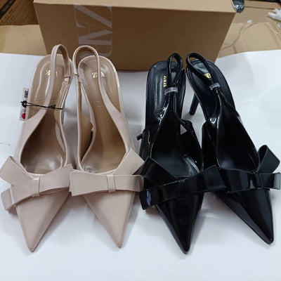 Za high heels: 2024 spring/summer new arrivals - stylish and versatile women's shoes for everyday casual wear, featuring bow accents, pointed toe, and french-inspired design