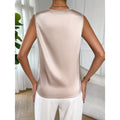 European and american cross-border women's satin blouse - spring/summer drapey ruched sleeveless satin-like silk shirt top