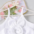 Children's clothing  cross-border european and american girls summer sling stereo flower jeans set
