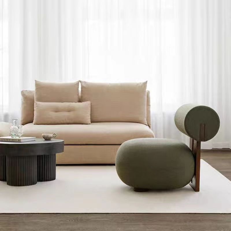 Cream style single sofa chair fabric balcony casual chair negotiation area sofa table and chair combination movable solid wood