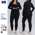 European and american plus size long sleeve yoga outfit set - women's high elasticity quick-dry activewear three-piece set - new autumn/winter fitness apparel