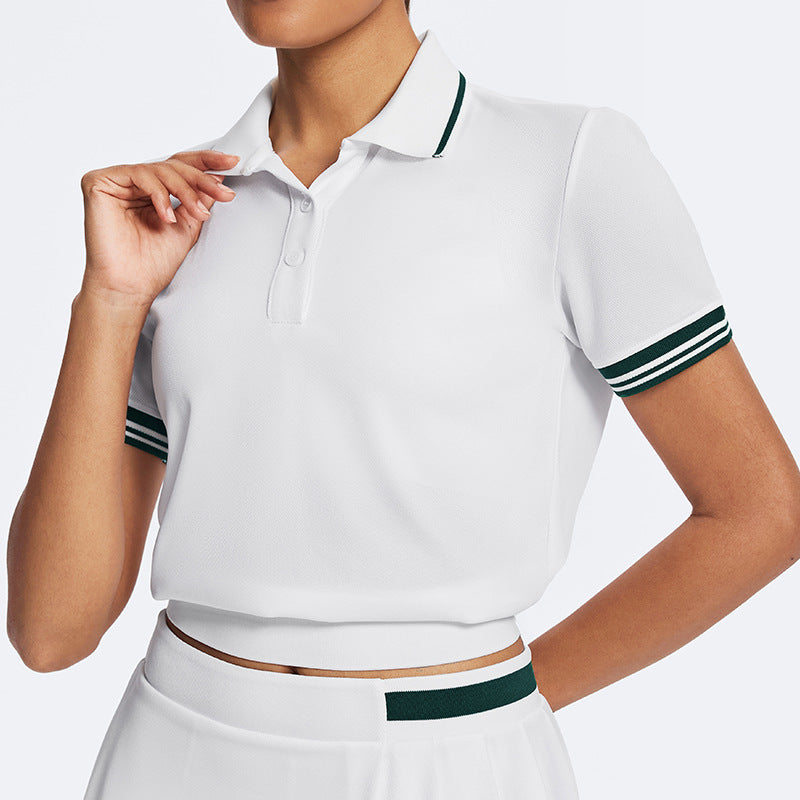 Loose-fit tennis top slimming polo shirt golf badminton breathable yoga fitness wear women's tennis