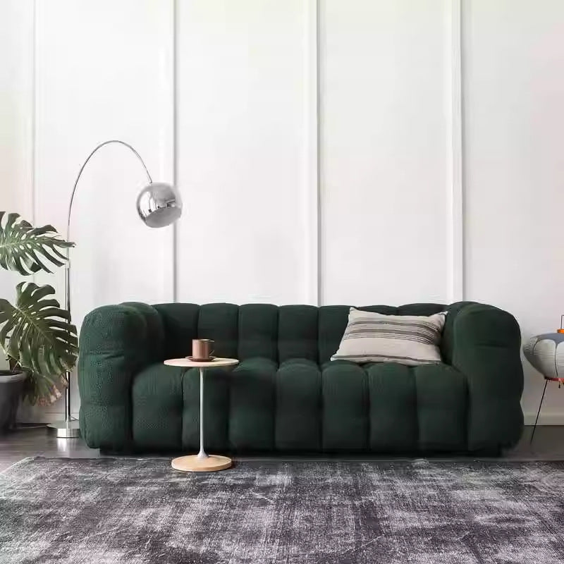 Nordic light luxury teddy lamb velvet sofa, modern minimalist cream style latex italian minimalist chaise lounge sofa
