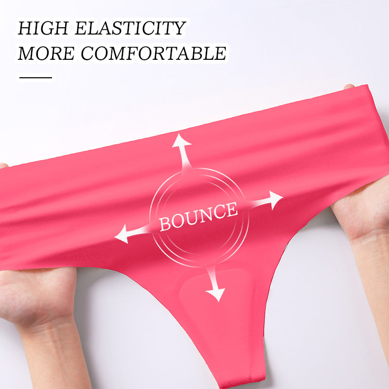 European and american plus size ice silk seamless anti-embarrassment line panties women's sports yoga anti-embarrassment low-rise comfortable ladies' underwear