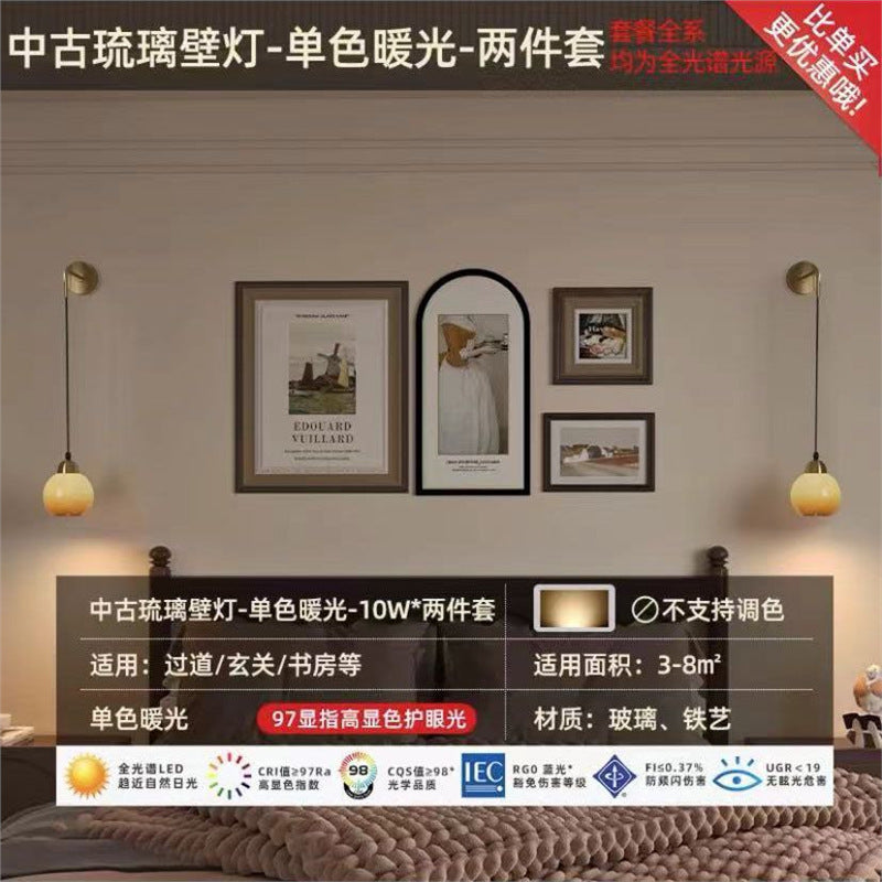 French medieval wall lamp wall lamp living room sofa tv background atmosphere bedside lamp bedroom classy corridor aisle