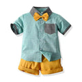 New boys' overalls set - stylish gentleman two-piece: short-sleeve shirt & overalls shorts - boy's tz021