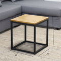 Scandinavian iron art solid wood coffee table small apartment sofa side table casual creative side table dark brown square mother-in-law coffee table