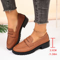 plus sizethick sole british style small leather shoes for women spring & fallnew arrival thick heel flatsthick soleplus sizeeasiest for match loafers