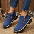 cross-border round toe side zipper martin boots ankle boots chunky heel new autumn/winter plus size women's ankle boots for export