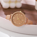 Vintage casual women's thin leather strap watch - elegant, classic, digital-inspired, niche style, student quartz wristwatch