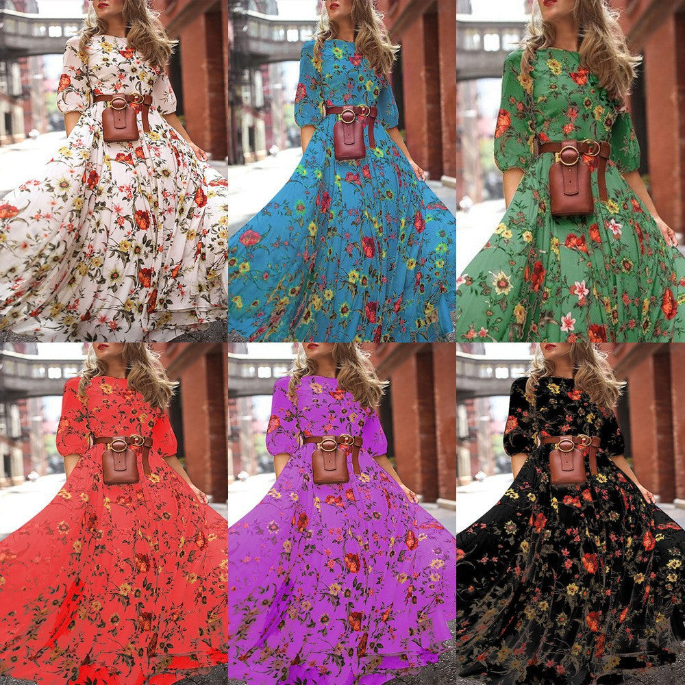 spring new arrivals: southeast asian women's printed maxi dress - -approved slim fit fashion dress