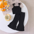 Children's clothing  fashion children's clothing black camisole + flared pants girl cross