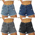 European and american clothing  cross-border trade  new style ripped tassel elastic  denim shorts hot pants trendy