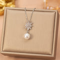 8442 pearl eight-pointed star steel necklace